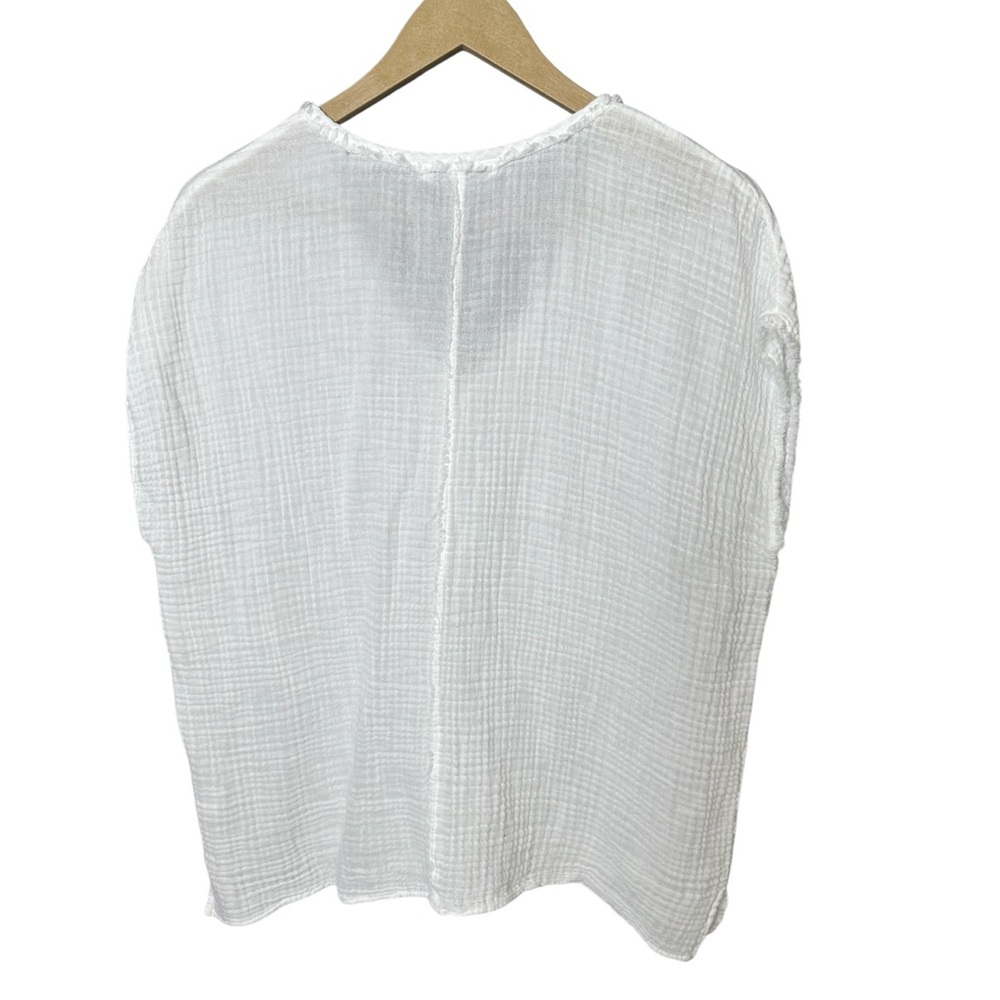 Michael Stars | White | 100% Cotton Gauze V-Neck Top | Size L - Picture 5 of 6